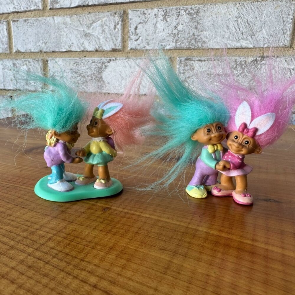 Russ Lot of 2 Vintage Troll Doll Miniature Easter Sweethearts